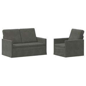 vidaXL Set de canapea 2 pcs Gri &icirc;nchis Țesătură din corduroy