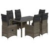 vidaXL Set bistro de grădină cu perne, 7 piese, gri, poliratan