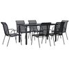 vidaXL Set mobilier de grădină, 7 piese, negru, oțel și textilenă