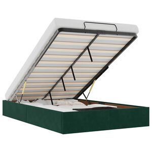 vidaXL Cadru de pat otoman fără saltea Verde &icirc;nchis 120x200 cm catifea