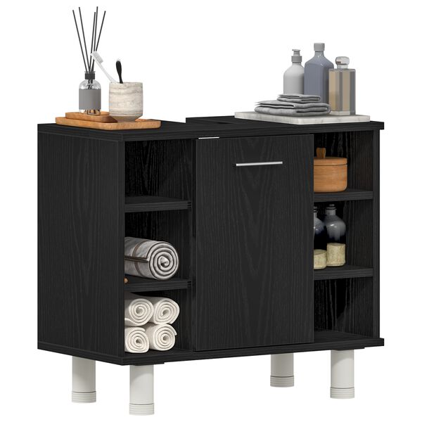 vidaXL Dulap de Baie cu ușă Stejar Negru 60 x 32 x 54 cm Lemn compozit