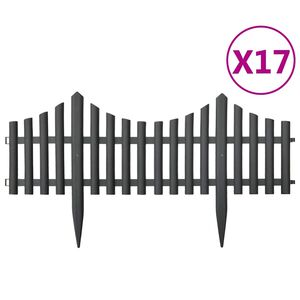 vidaXL Borduri de gazon, 17 buc., antracit, 10 m, PP