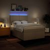 vidaXL Pat box spring cu saltea, crem, 160x200 cm, material textil