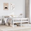 vidaXL Cadru de pat senior cu tăblie, alb, 150x200 cm, lemn masiv pin