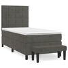 vidaXL Pat box spring cu saltea, gri &icirc;nchis, 90x200 cm, catifea