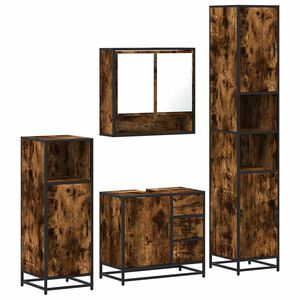vidaXL Set de mobilier de baie 4 piese Lemn prelucrat de stejar afumat