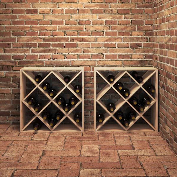 vidaXL Raft pentru vin 2 pcs natural 62 x 25 x 62 cm Lemn de pin masiv