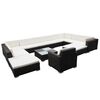 vidaXL Set mobilier de grădină cu perne, 12 piese, negru, poliratan