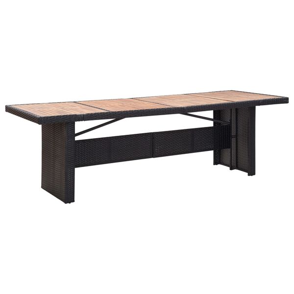 vidaXL Set mobilier exterior, 11 piese, negru, poliratan, lemn acacia