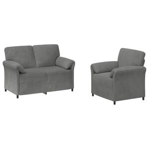 vidaXL Set de canapea 2 buc. Gri &icirc;nchis Catifea