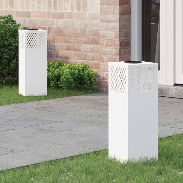 vidaXL Lumină LED Solară pentru Alei 2 pcs Alb Oțel laminat la rece