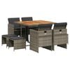 vidaXL Set mobilier grădină cu perne, 9 piese, gri, poliratan