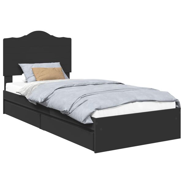 vidaXL Pat cu storage cu headboard Negru 100 x 200 cm Lemn compozit