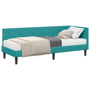 vidaXL Cadru de pat colțar cu saltea 2 buc. Turcoaz 80 x 200 cm