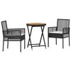 vidaXL Set Bistro de Grădină 3 buc. Negru poliratan