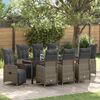 vidaXL Set de masă pentru grădină cu pernă 9 pcs Gri Rattan poli