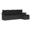 vidaXL Set de canapele pentru grădină cu pernă 5 pcs Negru Rattan poli