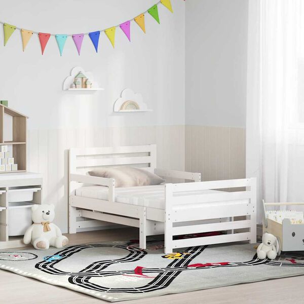 vidaXL Cadru de pat cu saltea Alb 80 x 200 cm Lemn de pin masiv