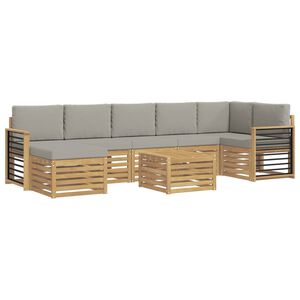 vidaXL Set de canapele de exterior 8 buc. Alb și gri deschis Poliester
