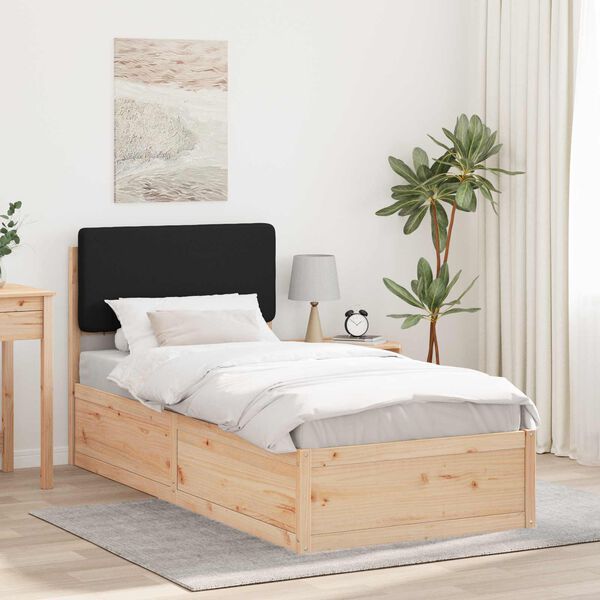 vidaXL Cadru de pat cu tăblie tapițată cu headboard Negru 80 x 200 cm