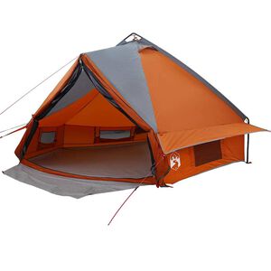 vidaXL Cort Teepee pentru 6 persoane cu acoperiș Gri și Portocalie