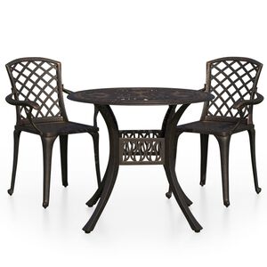 vidaXL Set mobilier bistro, 3 piese, bronz, aluminiu turnat