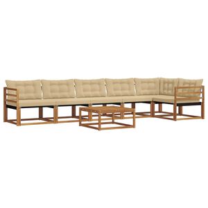 vidaXL Set de canapele de exterior cu pernă 7 pcs Natural și Bej
