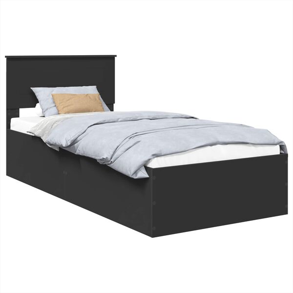 vidaXL Cadru de pat cu headboard Negru 100 x 200 cm Lemn compozit