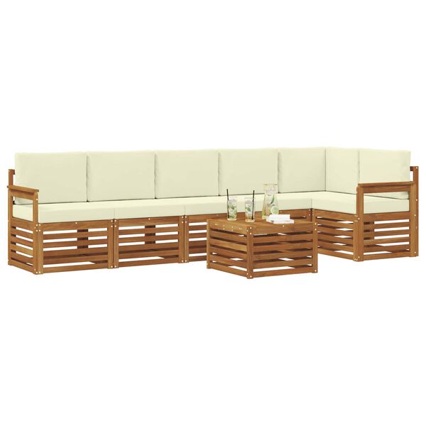vidaXL Set canapea sectională cu pernă 7 pcs Natural și Crem