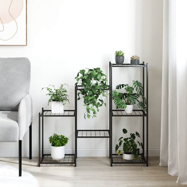 vidaXL Suport pentru flori, 83x25x80 cm, negru, fier