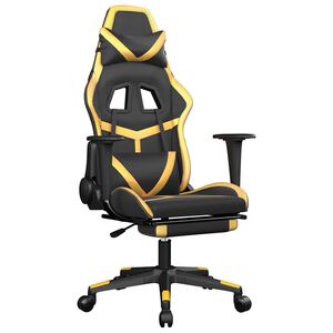 vidaXL Scaun de gaming cu masaj/suport picioare negru/auriu piele eco