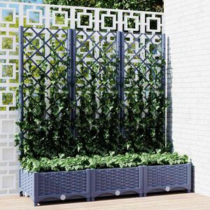 vidaXL Jardinieră de grădină cu spalier,albastru gri,120x40x121,5 cm, PP