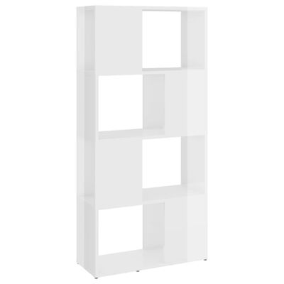 vidaXL Bibliotecă/Separator cameră, alb extralucios, 60x24x124,5 cm