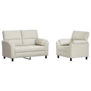 vidaXL Set de canapea 2 pcs Crem Catifea