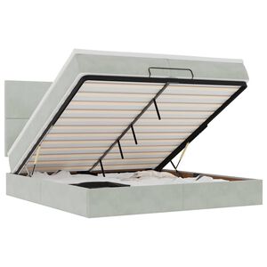 vidaXL Cadru de pat otoman cu saltele Gri deschis 200x200cm catifea