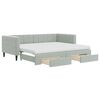 vidaXL Pat de zi cu extensie și sertare, gri deschis 90x200 cm catifea