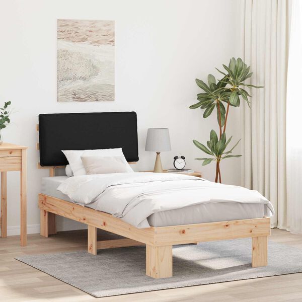 vidaXL Cadru de pat cu tăblie tapițată cu headboard Negru 80 x 200 cm
