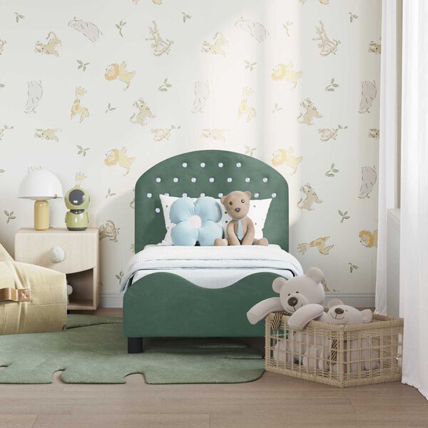 vidaXL Cadru de pat pentru copii cu spătar Verde Mării 70 x 140 cm