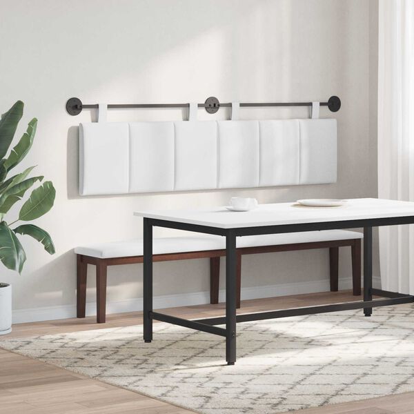 vidaXL Cap de pat suspendat Pe perete Alb 190 x 55 x 5 cm țesătură