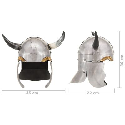 vidaXL Coif de viking fantezie, jocuri de rol, argintiu, oțel