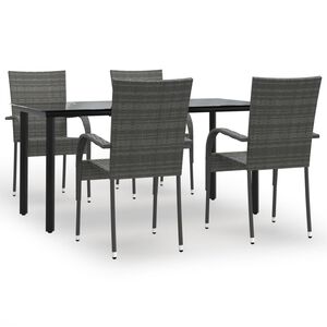 vidaXL Set mobilier de grădină, 5 piese, gri, poliratan