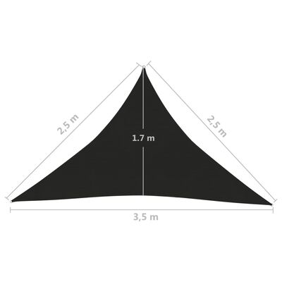 vidaXL Parasolar, negru, 2,5x2,5x3,5 m, HDPE, 160 g/m²