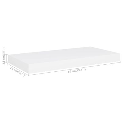vidaXL Raft de perete suspendat, alb, 50x23x3,8 cm, MDF
