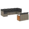 vidaXL Set canapele de grădină, 9 piese, cu perne, gri, poliratan