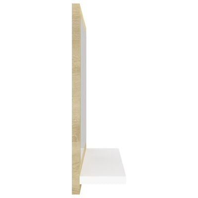 vidaXL Oglindă de baie, alb/stejar sonoma, 40 x 10,5 x 37 cm, PAL