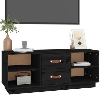 vidaXL Comodă TV, negru, 100x34x40 cm, lemn masiv de pin