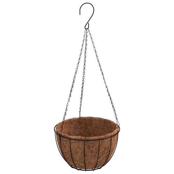 vidaXL Jardiniere suspendate căptușeală cocos 4buc negru &Oslash;35x52cm oțel