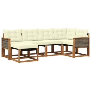 vidaXL Set de canapele de exterior cu pernă 6 pcs Natural și Crem