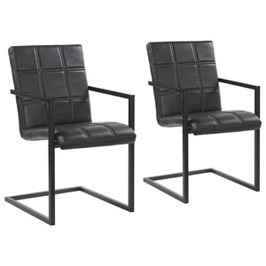 vidaXL Scaune de masă tip consola 2 buc. negru, piele naturală