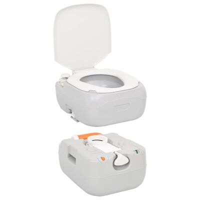 vidaXL Toaletă portabilă de camping, gri și alb, 22+12 L, HDPE